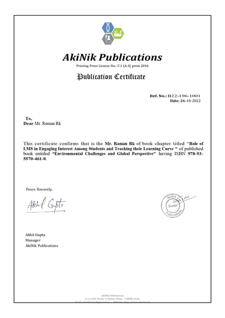 raman - Achievements